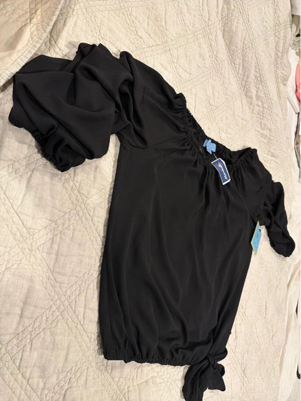 CeCe Black Ruffle Blouse/Top - Picture 5 of 7